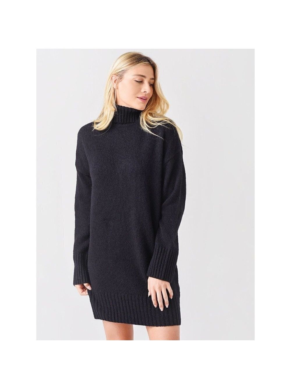 Frame Bnwot Womens Black Sweater Dress New Sz Medium Turtleneck